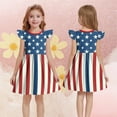 thumbnail image 1 of QTBIUQ Robe Patchwork à Col Rond Imprimé Jour de l'Indépendance pour Fille Manches Courtes Courtes Taille Cintrée Décontractée Quotidienne Polyvalente Vacances Fête Jeu Ensemble d'Été Style Mignon et à la Mode (Bleu, 12 Ans), 1 of 6