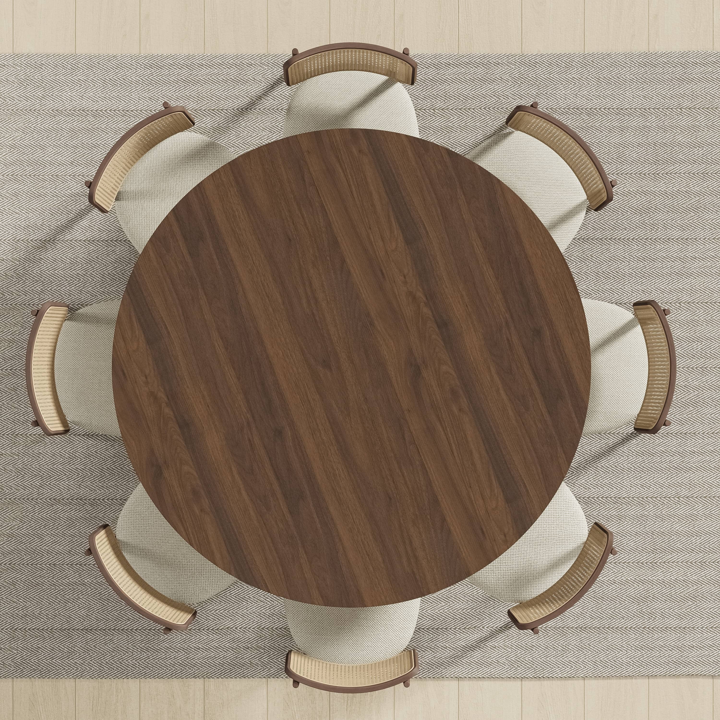 MAYEERTY 60" Wooden Round Rustic Dining Table for Dining Room Kitchen, Walnut