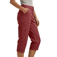 thumbnail image 3 of Dwellite Cargo Pants For Women 2026 Summer Casual High Waisted Button Loose Travel Hiking Comfy Capri Cropped Pants With Pockets Wine M, 3 of 8