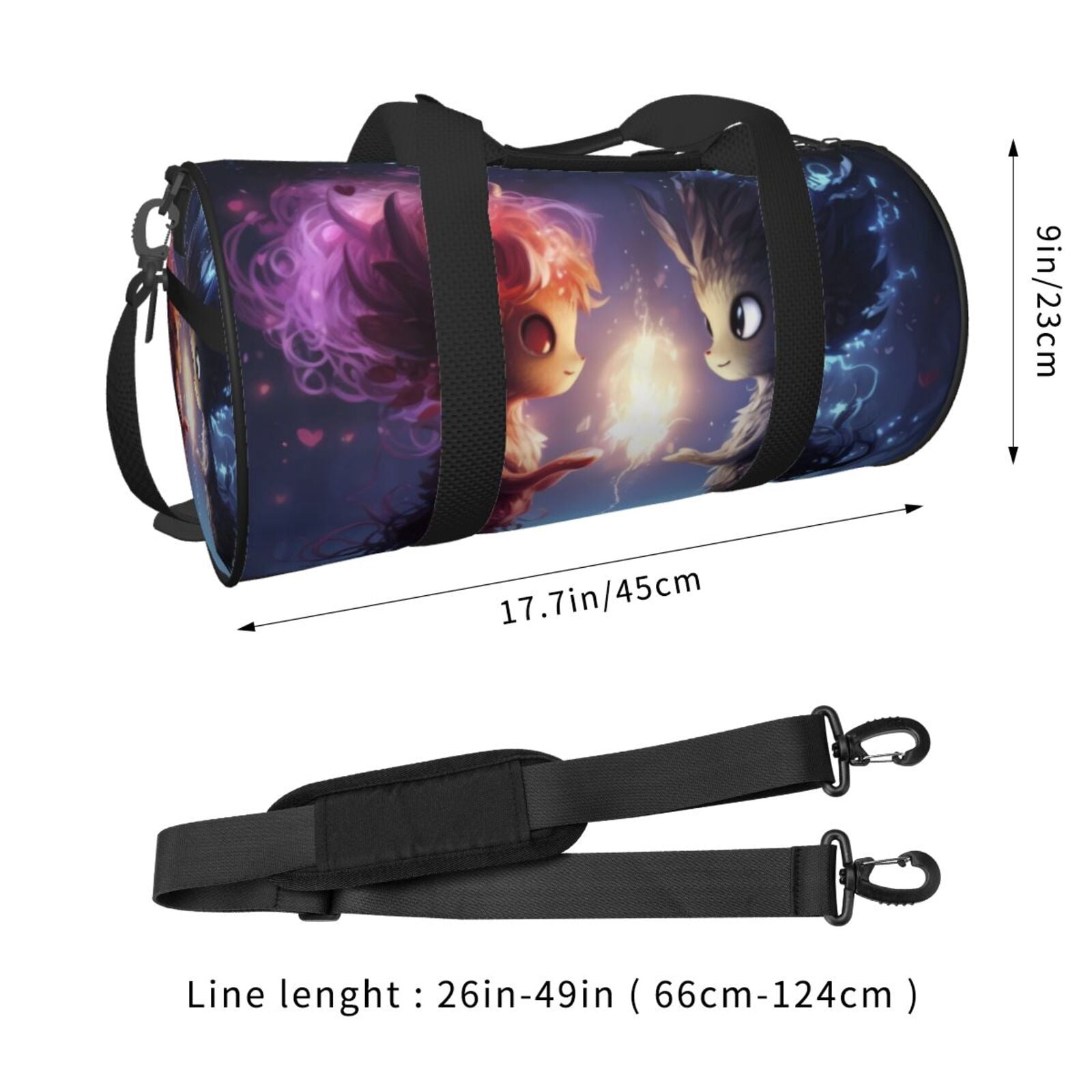 Vsdgher Dreamy Forest Elf 45L Foldable Duffel Bag, Sports Gym Bag,Overnight Bag, Portable Weekender Bag for Airplanes