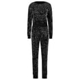 thumbnail image 3 of Women Autumn And Winter Sequins Small Fragrance Leisure Sports Long Sweater Pencil Pants Respirator Two Piece Suit Women Overall Homecoming Pantsuits for Teens Winter Women Clothes Casual Outfits Ski, 3 of 7