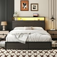 thumbnail image 4 of Fluest Full Bed Frame with 2-Tier Storage Headboard, USB Port and LED Light, 4 Storage Drawers, Grey, 4 of 8