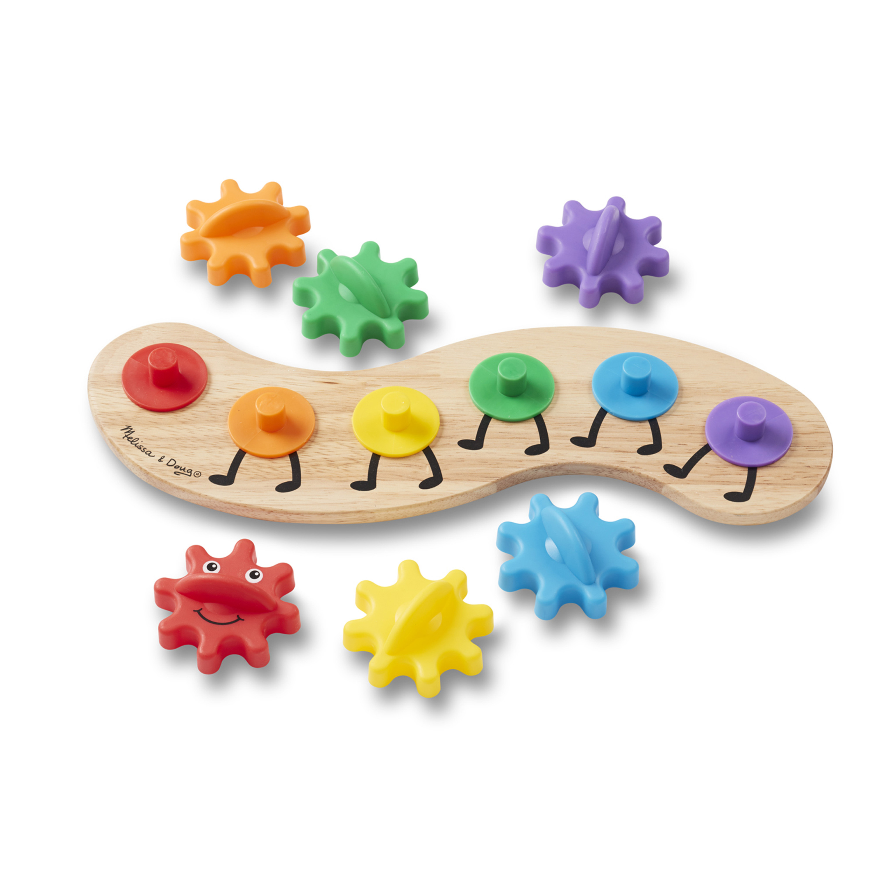 Melissa & Doug Wooden Rainbow Caterpillar Gears Toddler Toy With 6 Interchangeable Gears - image 5 of 10