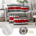 thumbnail image 6 of Red Roses Outdoor Waterproof Pillow Covers, Valentine's Day Romantic Floral Black White Plaid Decorative Square Throw Pillowcase Sofa Cushion Sham for Patio/Couch/Chair, 24"x24" 2 Pack, 6 of 8