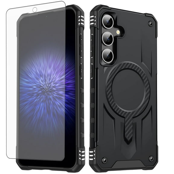 Dswteny Phone Case For Samsung Galaxy A16/A26/A17 5G Magsafe Tempered Glass Screen Protector Cell Cover Rugged Shockproof Heavy Duty Magnetic Protective A 16 26 16A 26A 4G SM-A166U Women Men Black