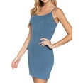 thumbnail image 3 of "Women & Juniors Solid Plain Spaghetti Strap Camisole Mini Dress Tank Top (Steel Blue, Large)", 3 of 4