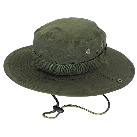 Green Bucket Hats Outdoor Hiking Fishing Hat Fisherman's Hat Casual Jungle Round Brimmed Hat Men's and Women's Hiking Hats
