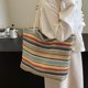 thumbnail image 4 of Bolso de hombro tejido para mujer de gran capacidad, bolso casual de tela multicolor para viajes, compras y uso diario, 4 of 6