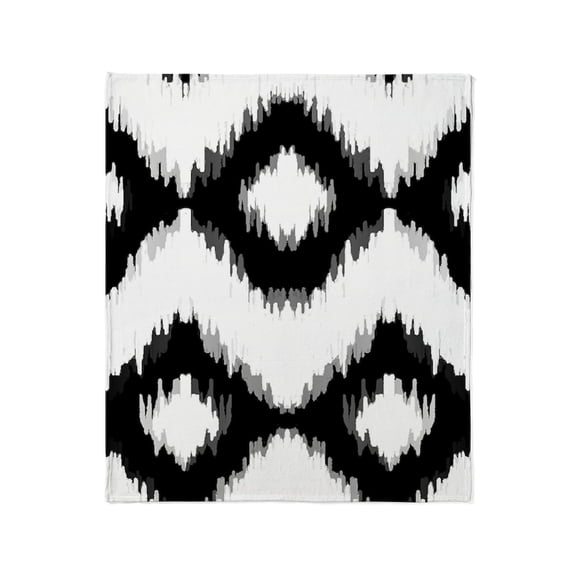 CafePress - Ikat Black And White Pattern Throw Blanket - Soft Fleece Throw Blanket, 50"x60" for All Ages