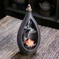 thumbnail image 3 of Creative Zen Buddhist Hand Lotus Incense Burner Purple Clay Big Bottle Left Right Waterfall Reflux Aromatherapy Holder, 3 of 16
