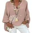 thumbnail image 3 of Nouvelle Année 2022 Femmes Grande Taille Ample Manches Longues Tunique Décontractée à Fleurs Col en V, 3 of 3