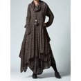 thumbnail image 2 of Vestidos de manga larga con estampado de otoño para mujer, vestido largo holgado con bolsillos y dobladillo irregular y cuello vuelto, vestido retro de fiesta de talla grande, 2 of 4