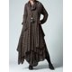 thumbnail image 2 of Vestidos de manga larga con estampado de otoño para mujer, vestido largo holgado con bolsillos y dobladillo irregular y cuello vuelto, vestido retro de fiesta de talla grande, 2 of 4
