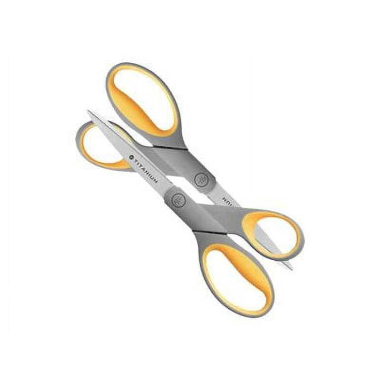 Titanium Bonded Scissors, 8 Long, 3.5 Cut Length, Gray/Yellow Straight  Handle - Zerbee