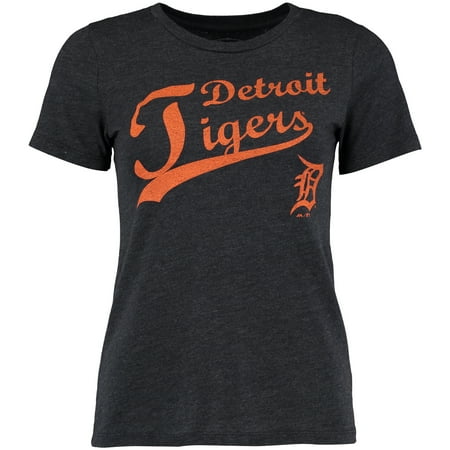 Front Adult Baseball - Detroit Tigers Majestic Threads Women's Front and Back Tri-Blend T-Shirt - Navy