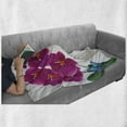 thumbnail image 6 of Orchids Soft Flannel Fleece Throw Blanket, Botanical Composition with Pink Orchid Bouquet and Flying Colorful Butterflies, Cozy Plush for Indoor and Outdoor Use, 70" x 90", Multicolor, by Ambesonne, 6 of 6