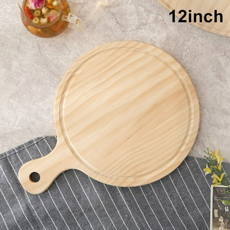 

1 Pcs Wooden Pizza Paddle Cheese Serving Tray Plate Cutting Chopping Board Round