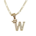 thumbnail image 1 of Cadena y dije de brillos con corona de oro laminado letra W, 1 of 7