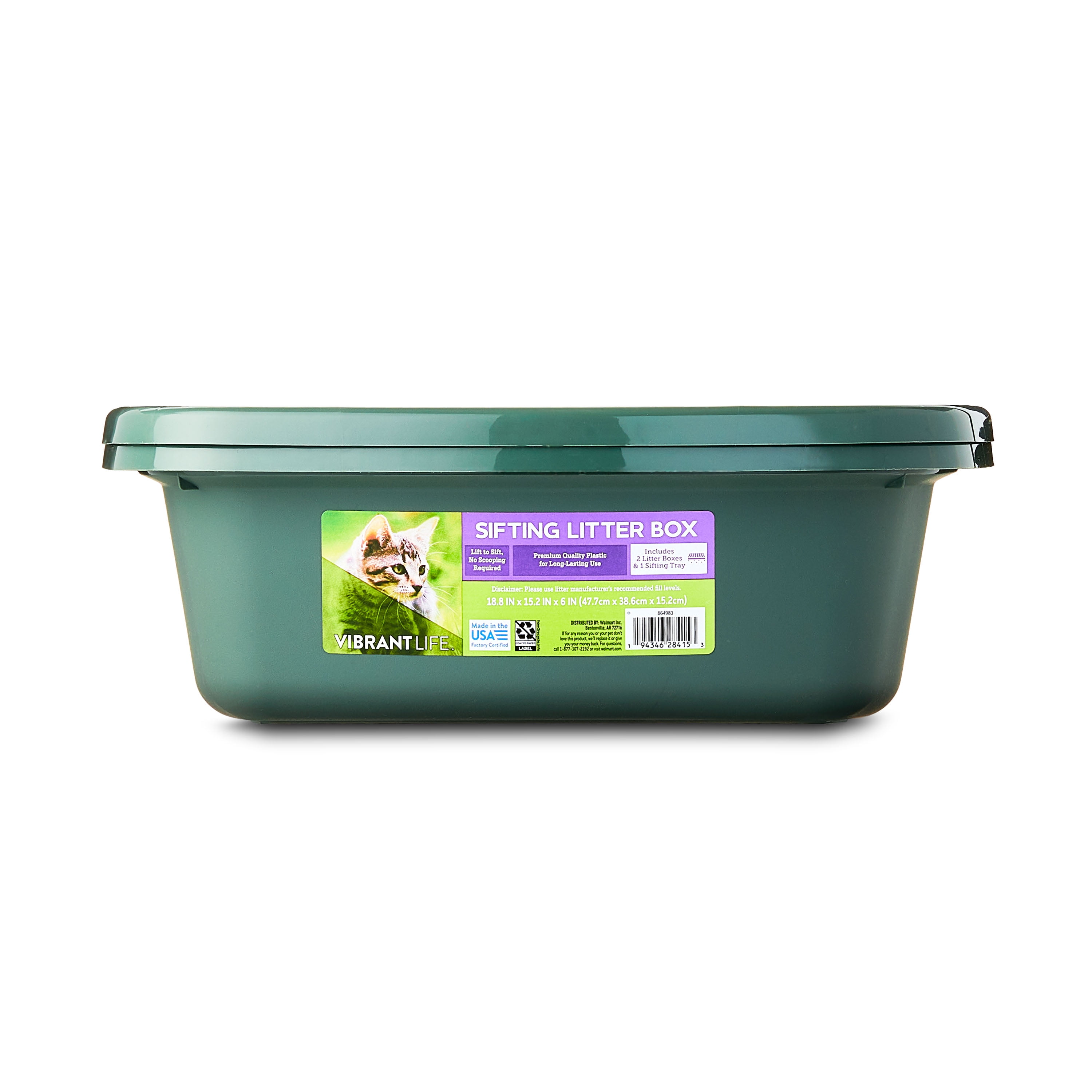Vibrant Life Sifting Cat Litter Box 18.8x15x6 inches with