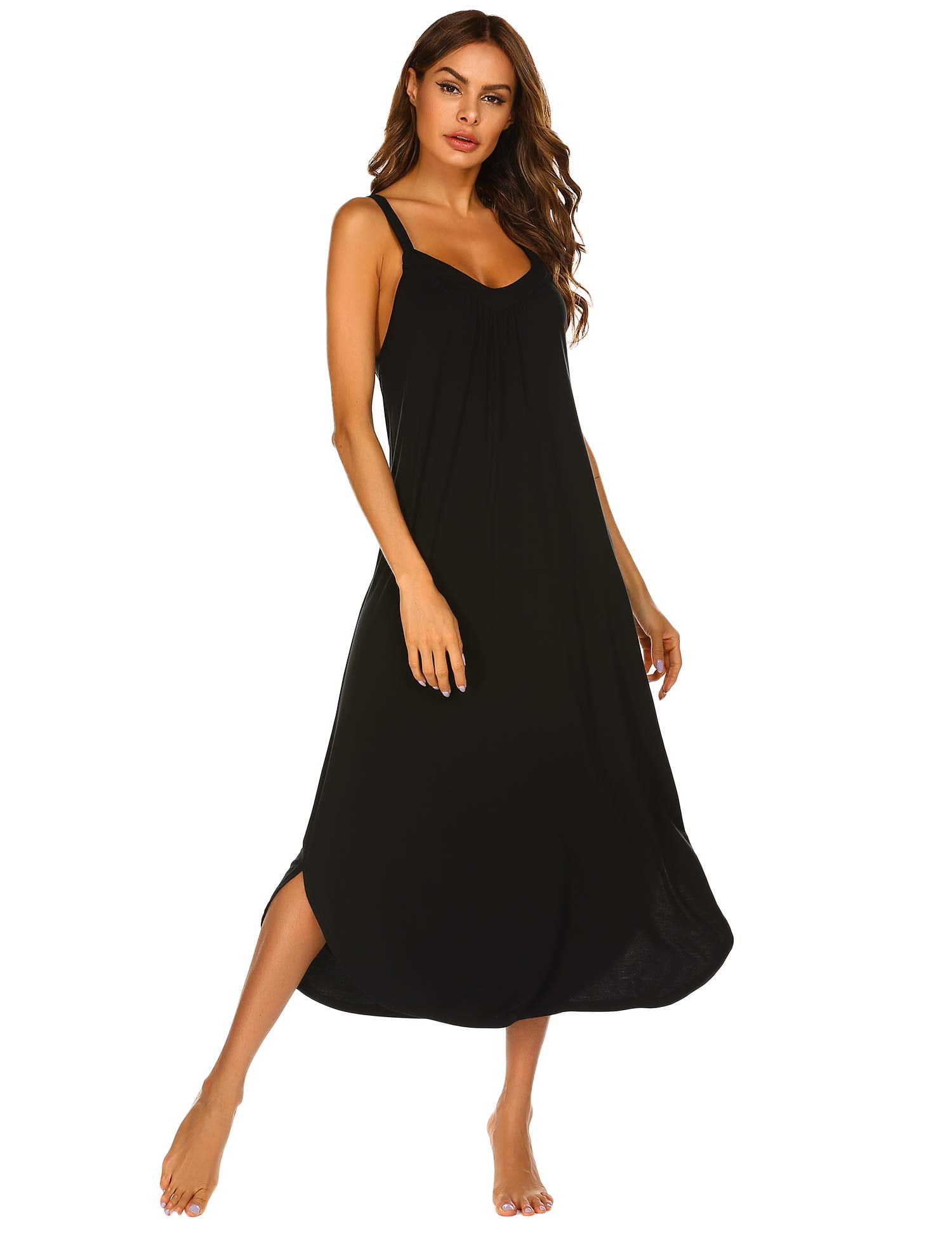 FOLUNSI Cotton Nightgowns Women Slip Soft Long Sleepwear Sexy Casual