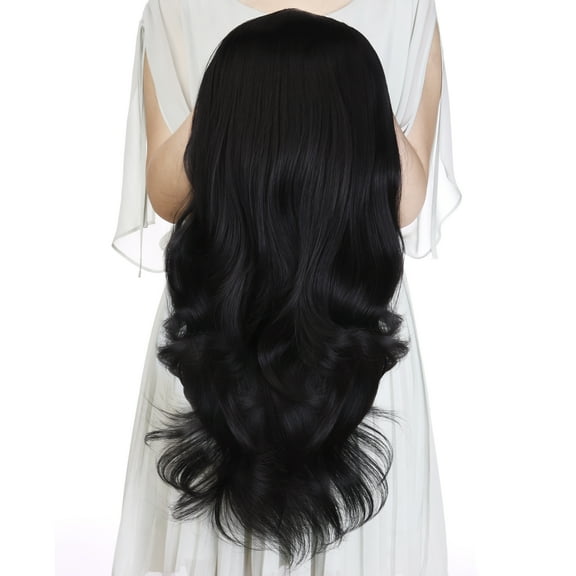 Silike 24" Long Wavy Clip in Half Head Tied Wig Premium Japanese Synthetic Fibers Hair Extensions for Women, 210g, Natural Looking Voluminous Waves for Added Length & Thickness, Heat Resistant