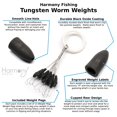 thumbnail image 2 of Harmony Fishing - Tungsten Worm Weights & Weight Pegs Select Size/Qty for bass fishing 1/16 oz 8 Pack, 2 of 9