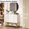 thumbnail image 3 of Salon Stations for Hair Stylist, Professional Styling Station, Wall Mount Salon Station with Mirror & Drawers & Shelf, Salon Storage Cabinet for Barber Beauty Spa Dresser, White, 3 of 8