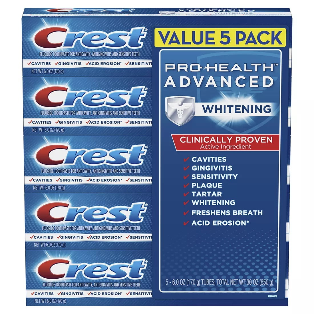 Crest ProHealth Advanced Whitening Fluoride Toothpaste, 5 pk./6 oz