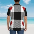 thumbnail image 6 of Daiia Heart Black Buffalo Plaid Gingham Hawaiian Shirt for Men Gentle Cotton Regular Short Sleeve Casual-Large, 6 of 9