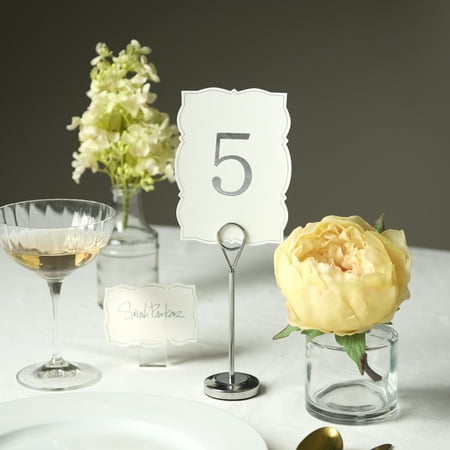Silver Table Number Stands by Celebrate It – 6 Tall Metal Holders for Weddings – Events & Parties – Fits Cards or Signs – 8-Pack