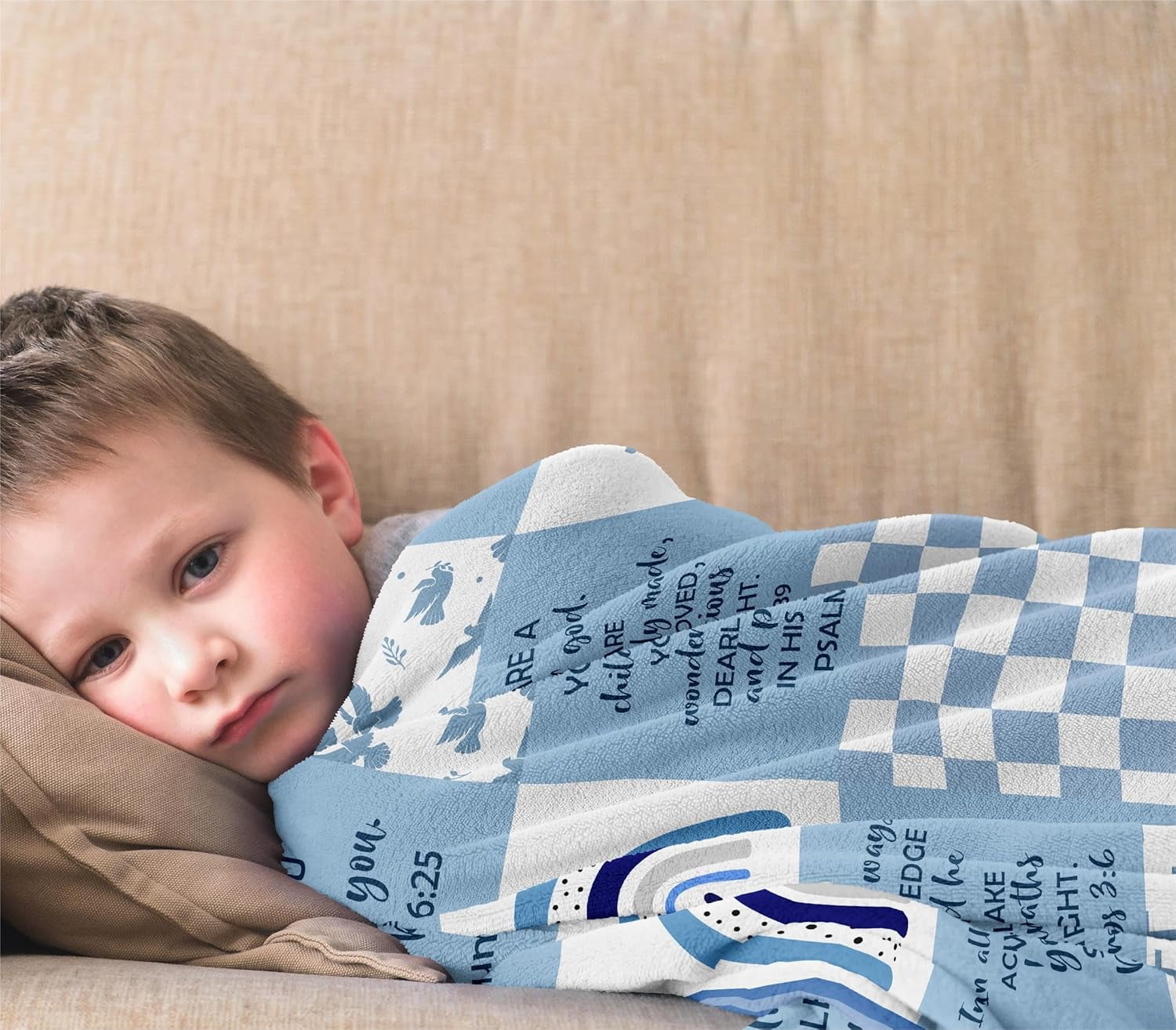 Baptism Gifts for Boys, Baptismal Gift Blanket 40"x50", Christian Present, Religious Bible Goddaughter/Godson Catholic Gift Ideas Throw Blankets, Baptism Favors Christening Gift for Boy