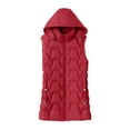 thumbnail image 3 of Breezora Women Long Sleeveless Puffer Vest Hooded Quilted Gilet Casual Zip Up Winter Warm Layer XXXXXXL Size Wine, 3 of 4