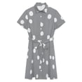 thumbnail image 4 of Simple Gray And White Polka Dots Womens Shirt Dresses Women'S Short Sleeve Dress Turn-Down Collar Dress A Line Casuall Dress Oversize(XS-6XL), 4 of 7