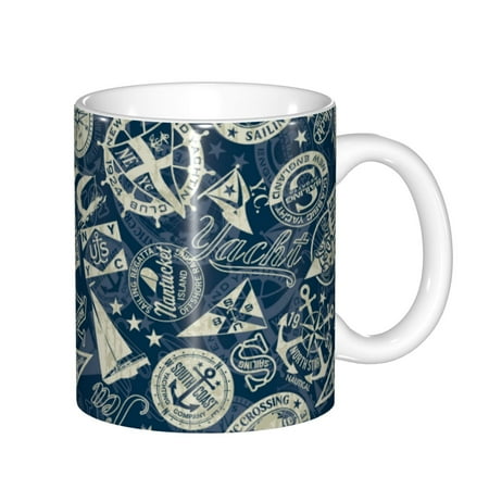 

Zeuib Nautical Style Ceramic Coffee Mug with Large Handle，Modern Reactive Glaze Dishwasher & Microwave Safe – Perfect for Home Office Café Gift-Ready