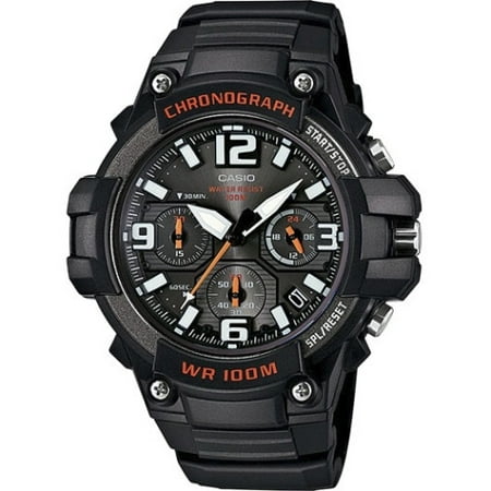 Men's Rugged Chronograph Watch, Black/Red (Best Rugged Work Watches)