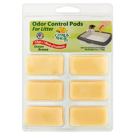 Citrus Magic Pet Odor Control Pods for Litter Ocean Breeze, Pack of 6, 6-Count