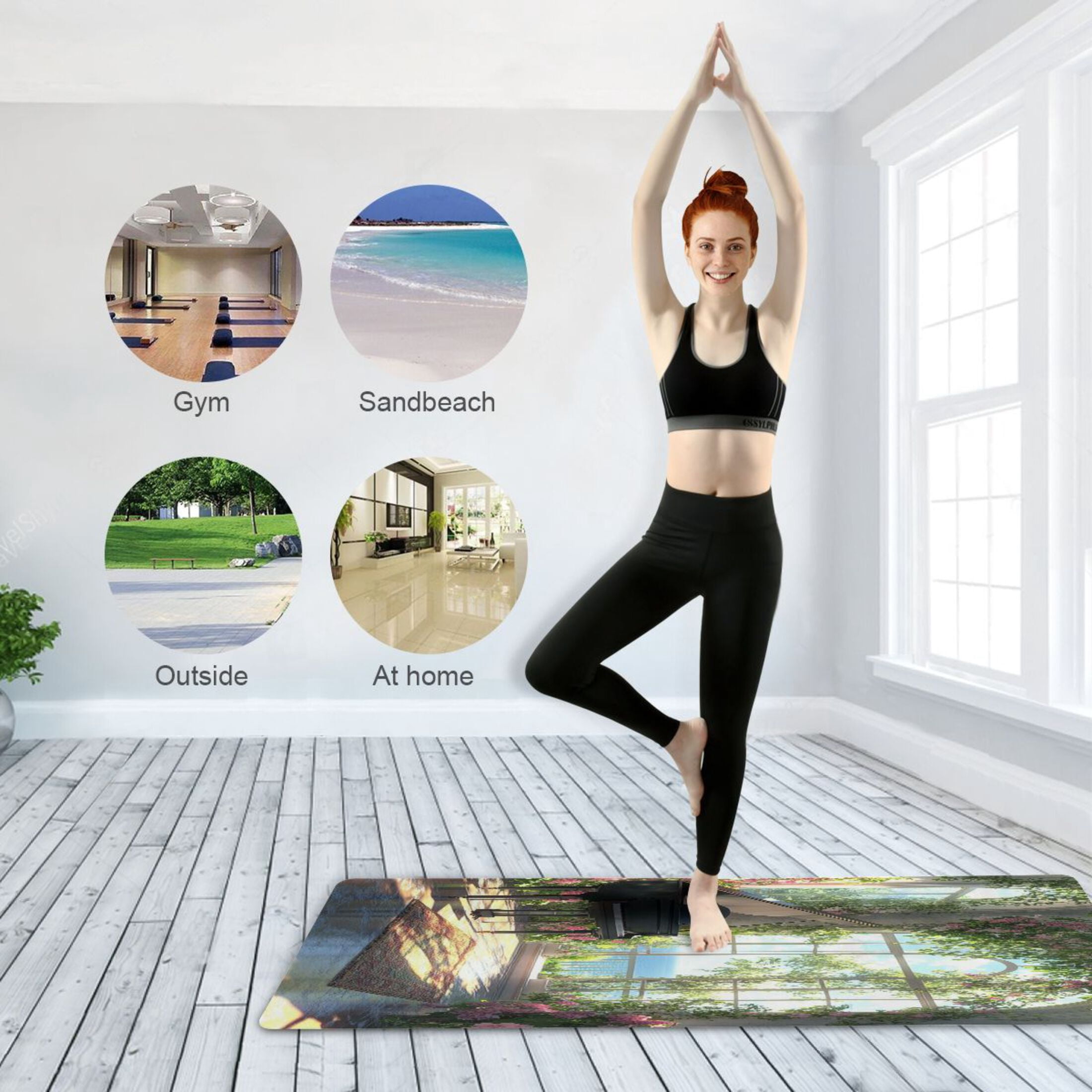 BZSMCE Yoga Mat Women Piano in Floral Room Ocean Fitness Mat