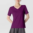 thumbnail image 2 of Kaemgyyd Workout Tops for Women Solid Color Short Sleeve Loose Basic T-Shirts Fashion V Neck Athletic Gym Casual Shirts, 2 of 4