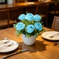 thumbnail image 4 of Rosa Artificial En Maceta: Arreglo Floral Artificial Realista En Maceta Blanca para Centro de Mesa En El Hogar, Oficina, Sala de Estar y Decoración de Bodas., 4 of 6