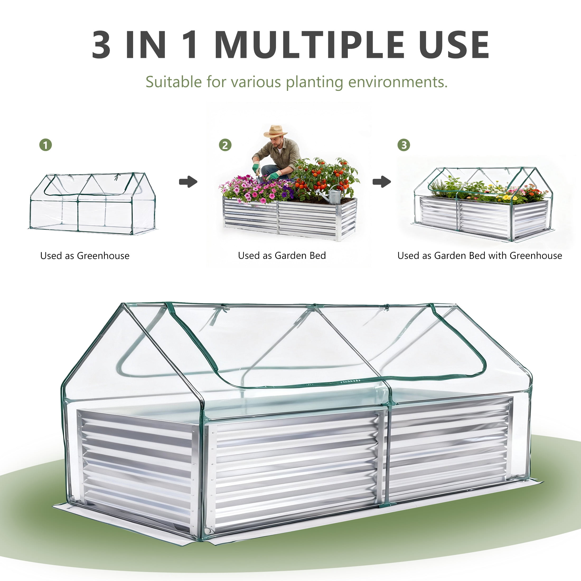 EDX 6 ft. x 3 ft. x 2 ft. Mini Greenhouse with 2 Zipper Doors & Water Resistant UV Protected ,for Flowers, vegetables and herbs ,Transparent
