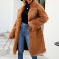 thumbnail image 5 of Qetyuw Faux Fur Coats for Women Winter Fuzzy Fleece Jacket Warm Oversized Fluffy Lapel Trench Coat Open Front Shaggy Furry Outerwear, 5 of 7