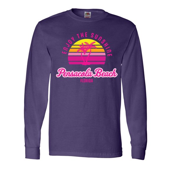 Inktastic Summer Enjoy the Sunshine Pensacola Beach Florida in Pink Long Sleeve T-Shirt