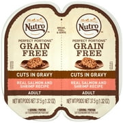NUTRO PERFECT PORTIONS Grain Free Natural Adult Wet Cat Food Cuts in Gravy Real Salmon & Shrimp Recipe, (24) 2.6 oz. Twin-Pack Trays