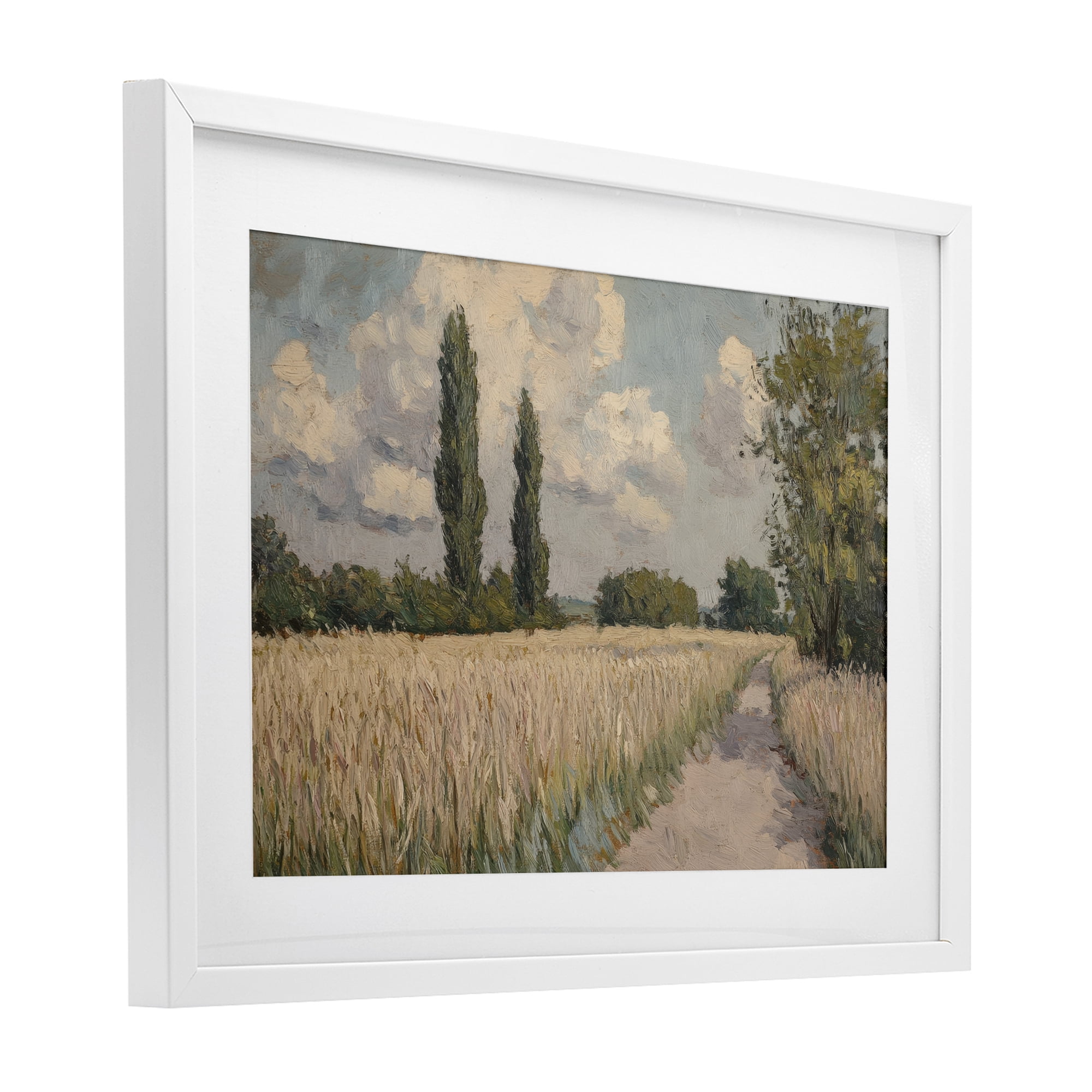 Stupell Industries Summer Path Between Poplars White Framed Print Under Glass, design by Petal Prints Design