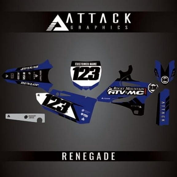 Attack Graphics Custom Renegade Complete Bike Restyle Graphics Kit Compatible with Polisport MX Restyling Kit for Yamaha YZ250 2004
