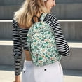 thumbnail image 6 of Rateoe Floral In Teal Pattern Canvas College Laptop Backpack,Travel Daypack,Durable Rucksack Travel Notebook Bag School Backpack Book Bag for Men Women-Small, 6 of 7