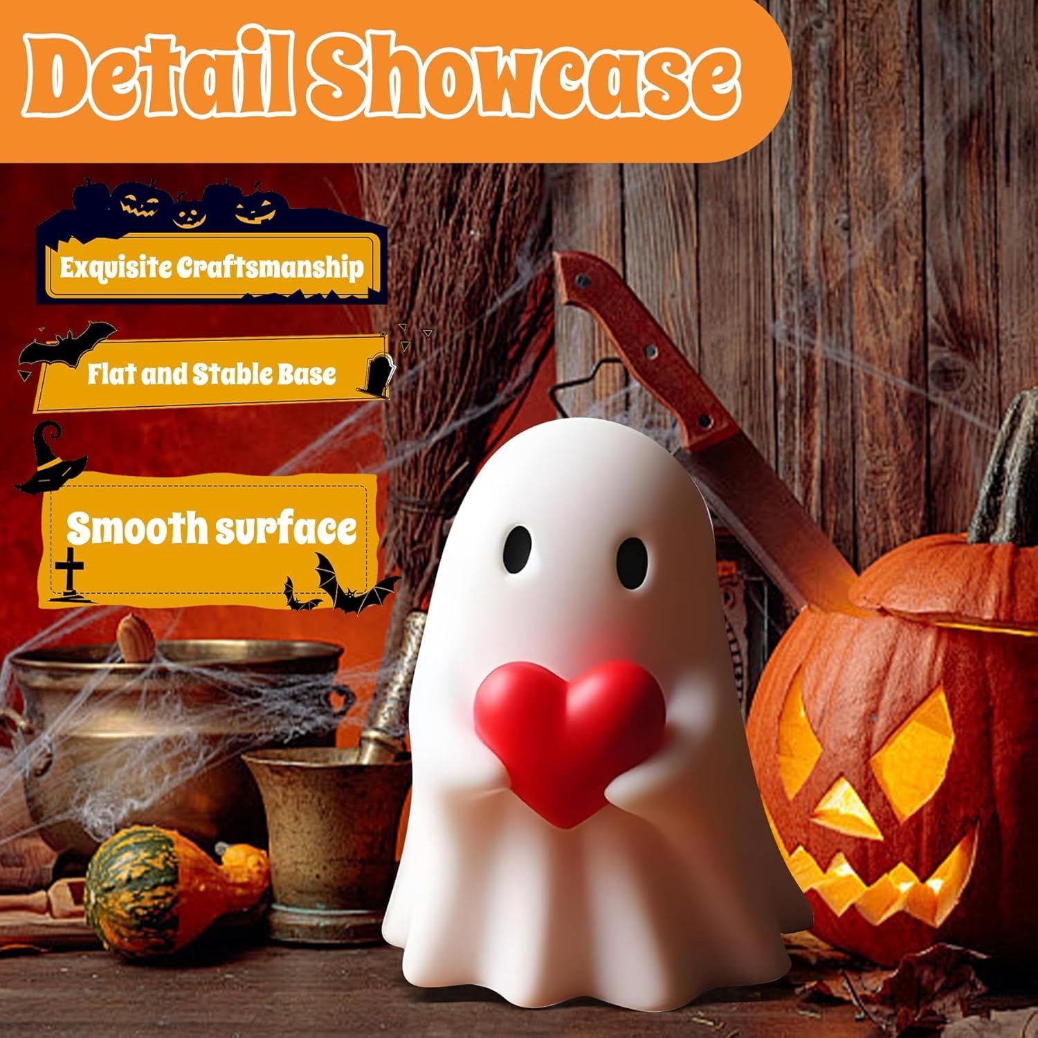 Halloween Ghost Figurine, Spooky Resin Ghost Statue, Cute Ghost Halloween Decoration for Home and Office Desktop Decor Display Ornaments