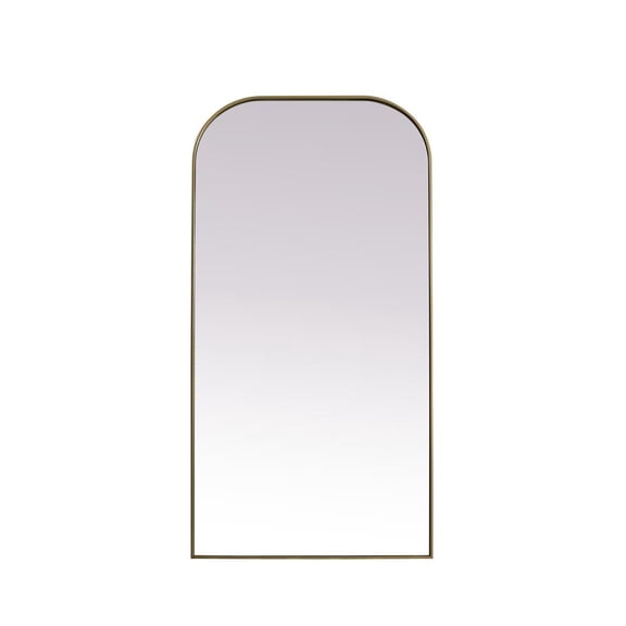 Elegant Decor Metal Frame Arch Full Length Mirror 35x72 Inch in Brass