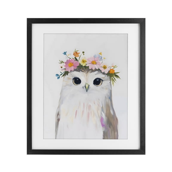 Stupell Industries Flower Crown Owl Black Framed Print Under Glass, design by The Prints Vibe