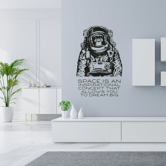 Space Is An Inspirational Concept That Allows You To Dream Big Quote Vinyl Astronaut Design Wall Sticker Art Decal Boys Girls Kids Room Design Bedroom Home Decor Stickers Decoration Size (30x22 inch)